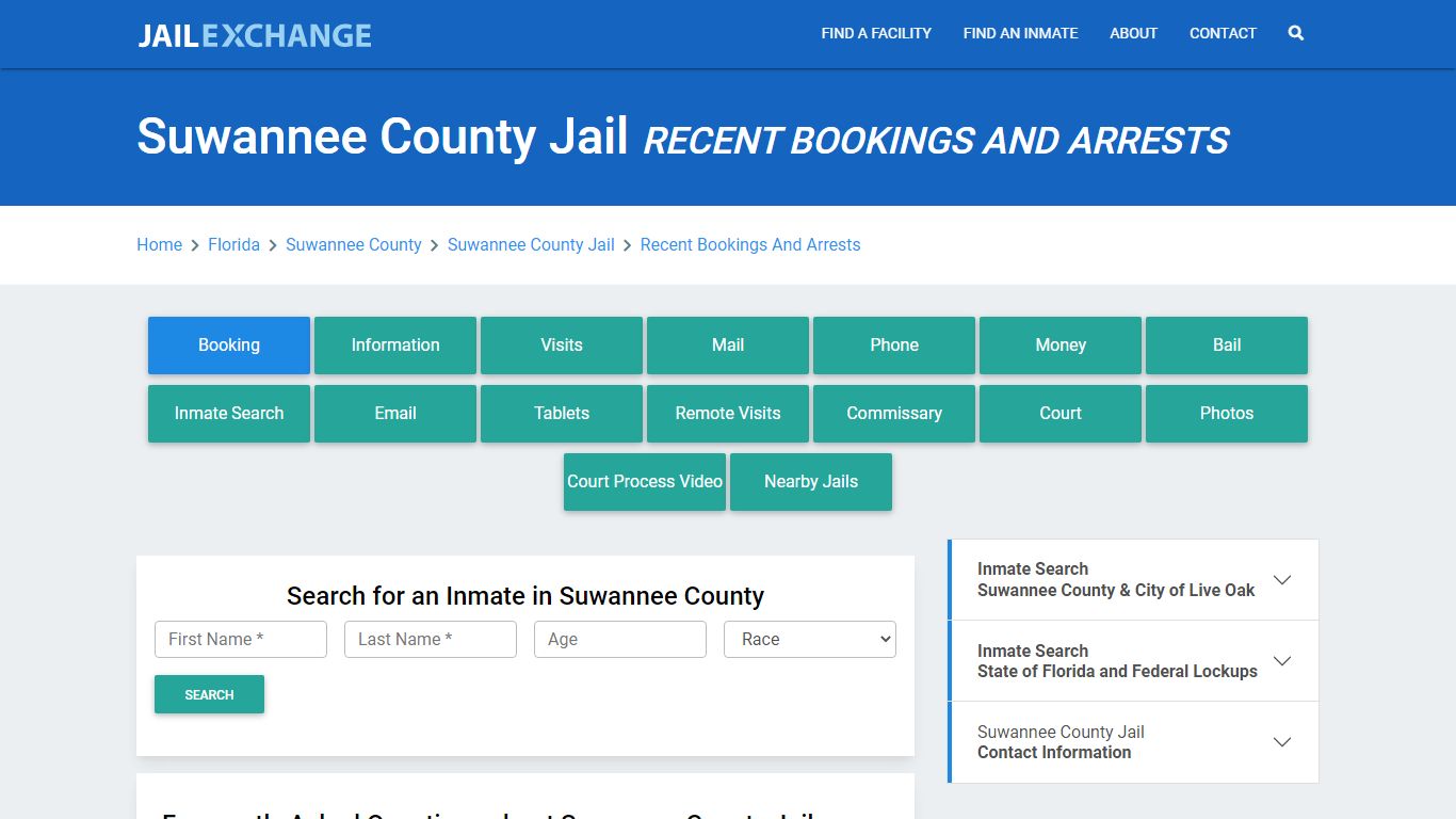 Suwannee County Jail Recent Bookings And Arrests - Jail Exchange