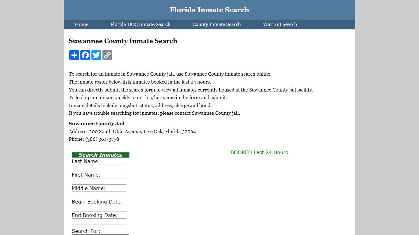 Suwannee County Inmate Search